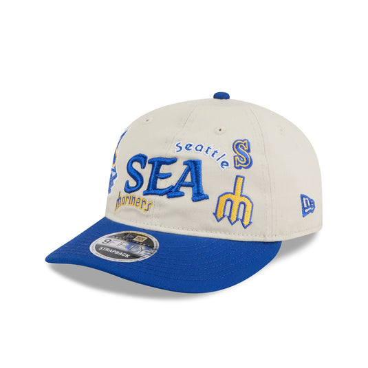 Seattle Mariners Scattered Patches Retro Crown 9FIFTY Snapback Hat - New Era Cap
