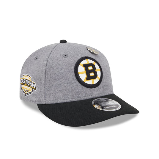 Boston Bruins Heather Gray Wool Low Profile 9FIFTY Snapback Hat - New Era Cap