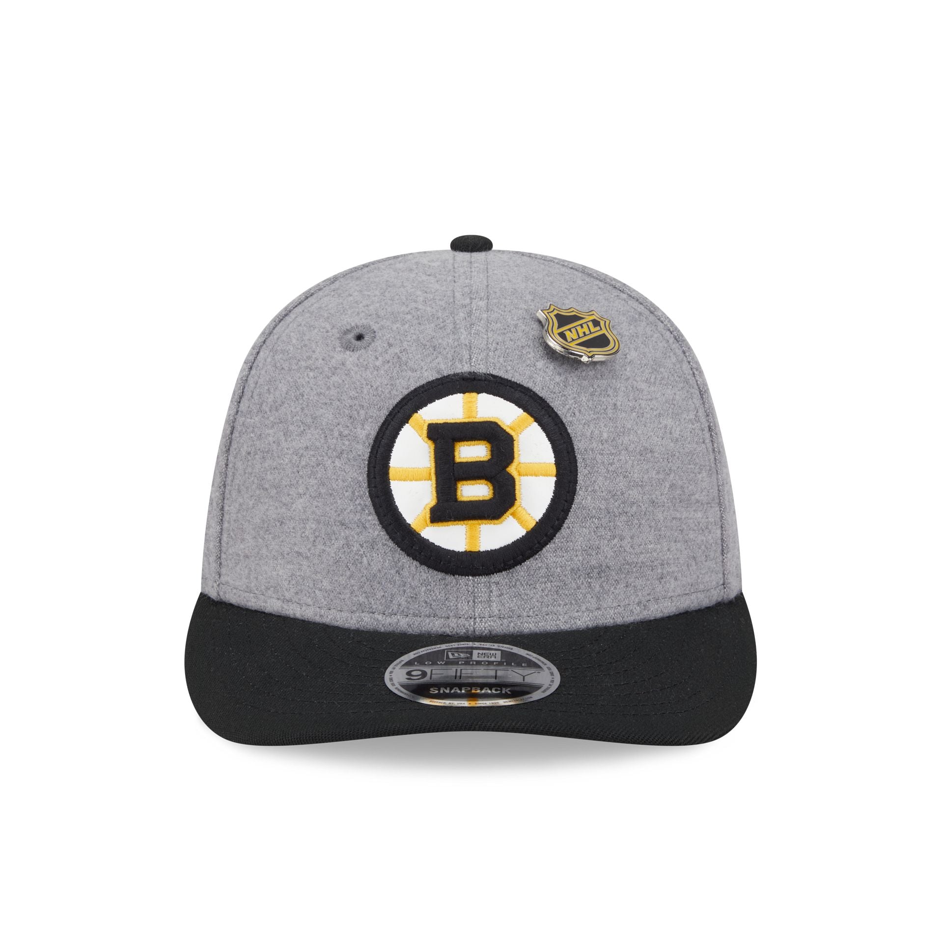 Boston Bruins Heather Gray Wool Low Profile 9FIFTY Snapback Hat