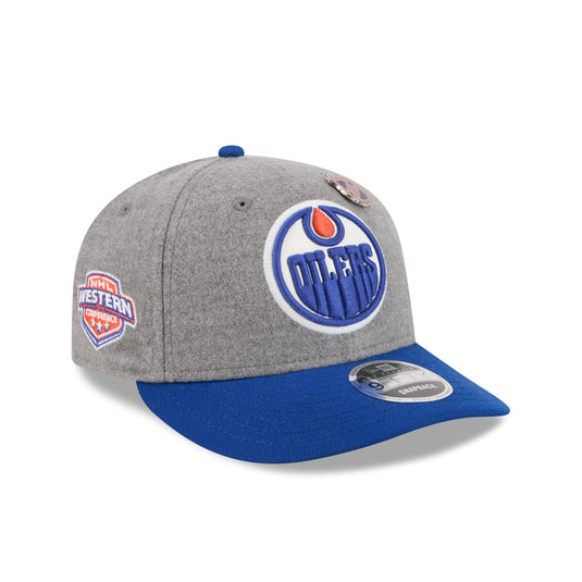 Edmonton Oilers Heather Gray Wool Low Profile 9FIFTY Snapback Hat - New Era Cap