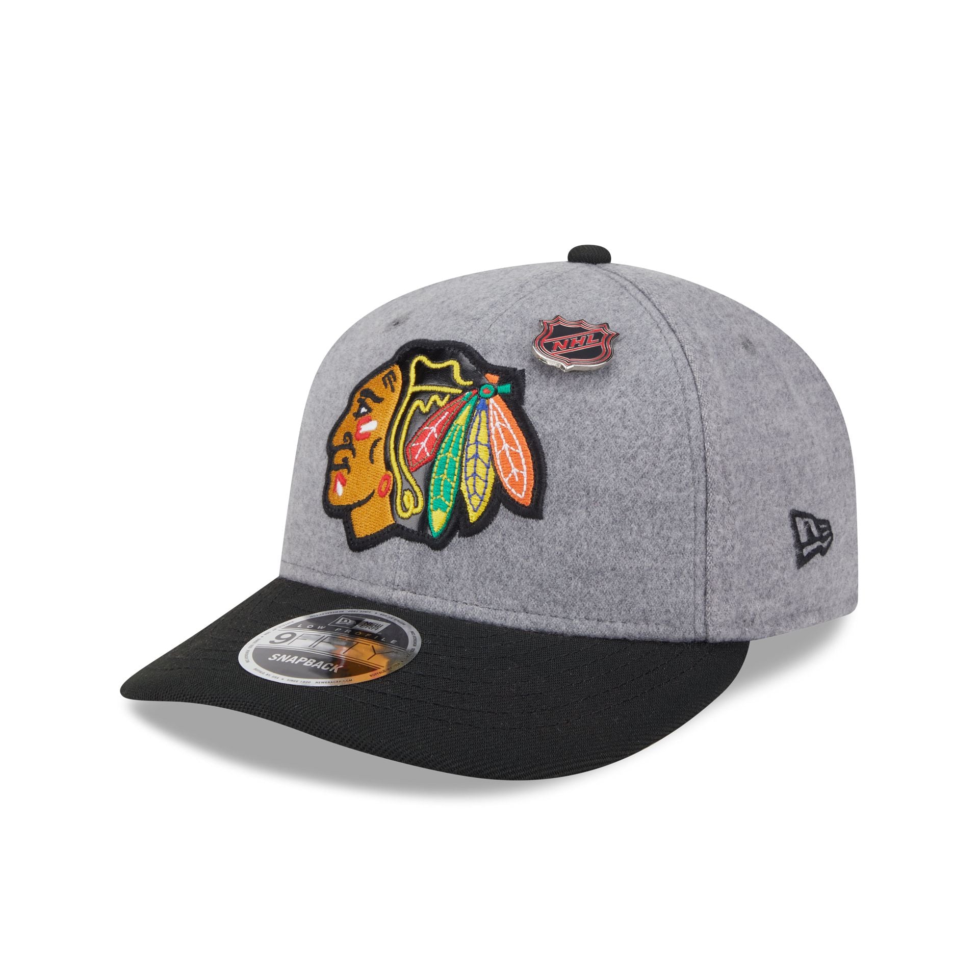 Chicago Blackhawks Heather Gray Wool Low Profile 9FIFTY Snapback Hat
