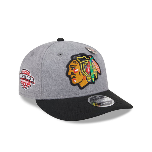 Chicago Blackhawks Heather Gray Wool Low Profile 9FIFTY Snapback Hat - New Era Cap