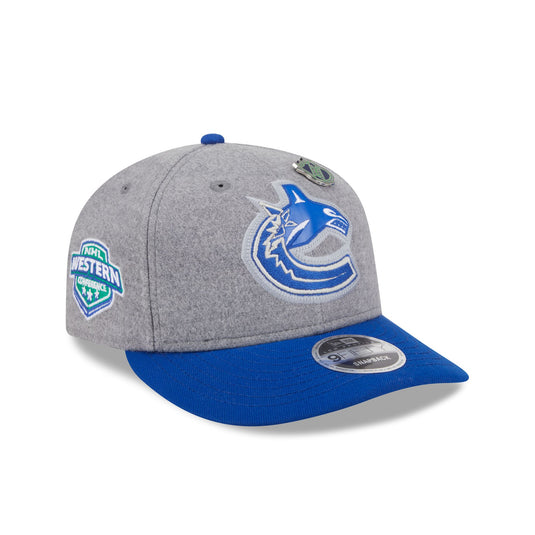 Vancouver Canucks Heather Gray Wool Low Profile 9FIFTY Snapback Hat - New Era Cap