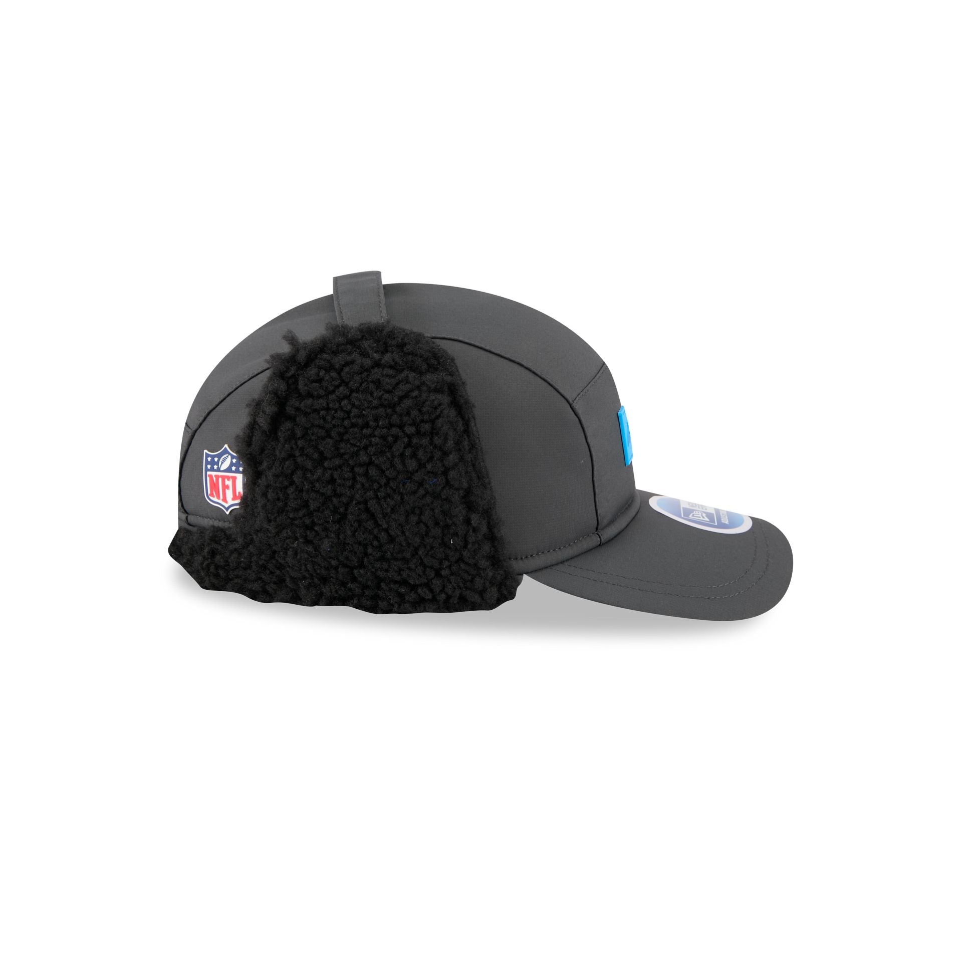 Carolina Panthers 2025 Sideline Cold Weather Steel Clouds Runner Dogear Adjustable Hat
