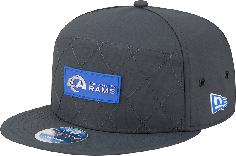 Los Angeles Rams 2025 Sideline Cold Weather Steel Clouds Split Panel 9FIFTY Snapback Hat