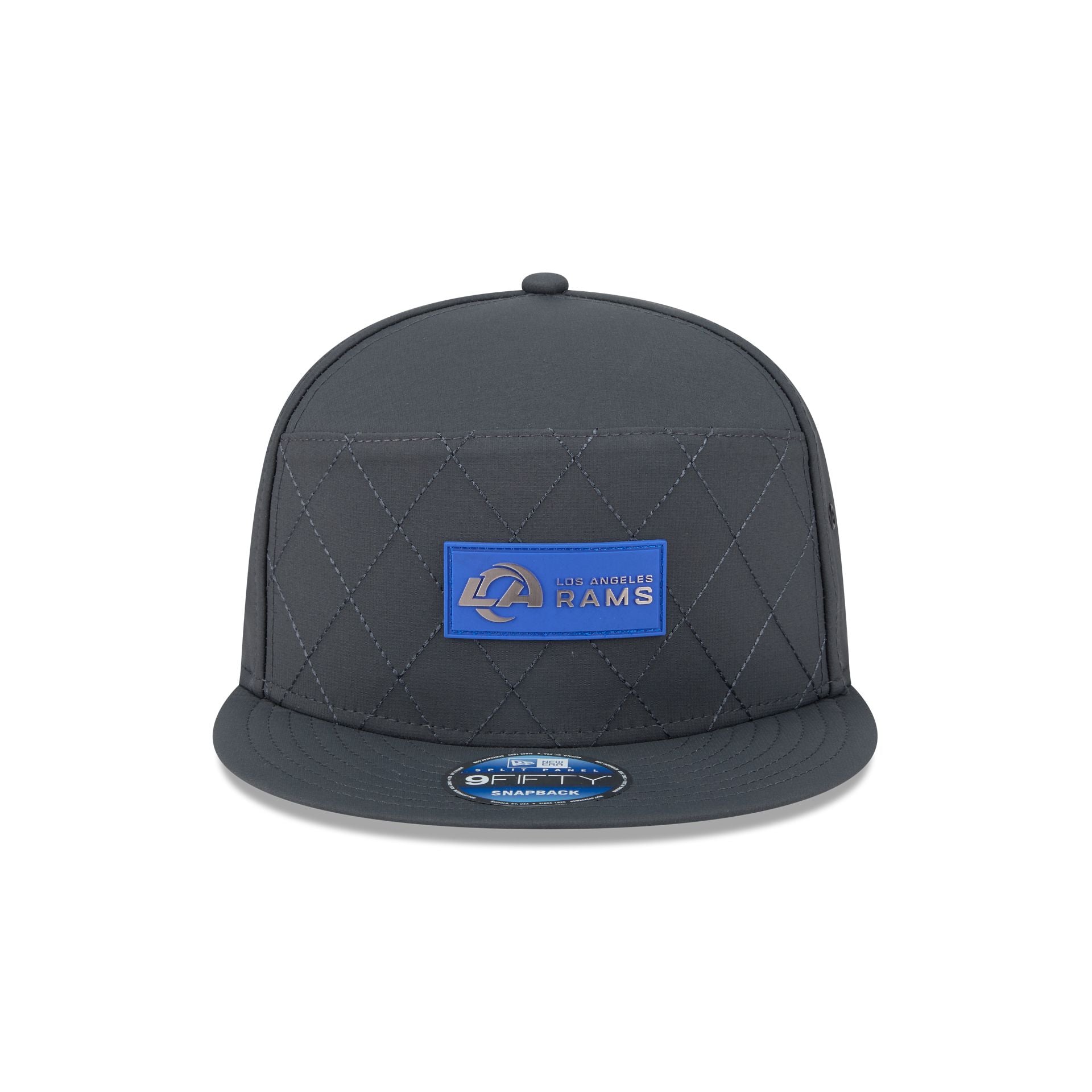 Los Angeles Rams 2025 Sideline Cold Weather Steel Clouds Split Panel 9FIFTY Snapback Hat