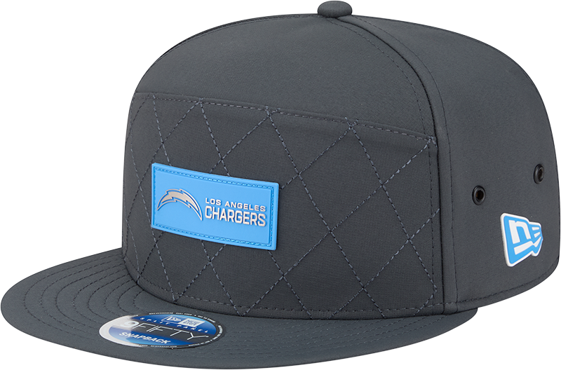 Los Angeles Chargers 2025 Sideline Cold Weather Steel Clouds Split Panel 9FIFTY Snapback Hat