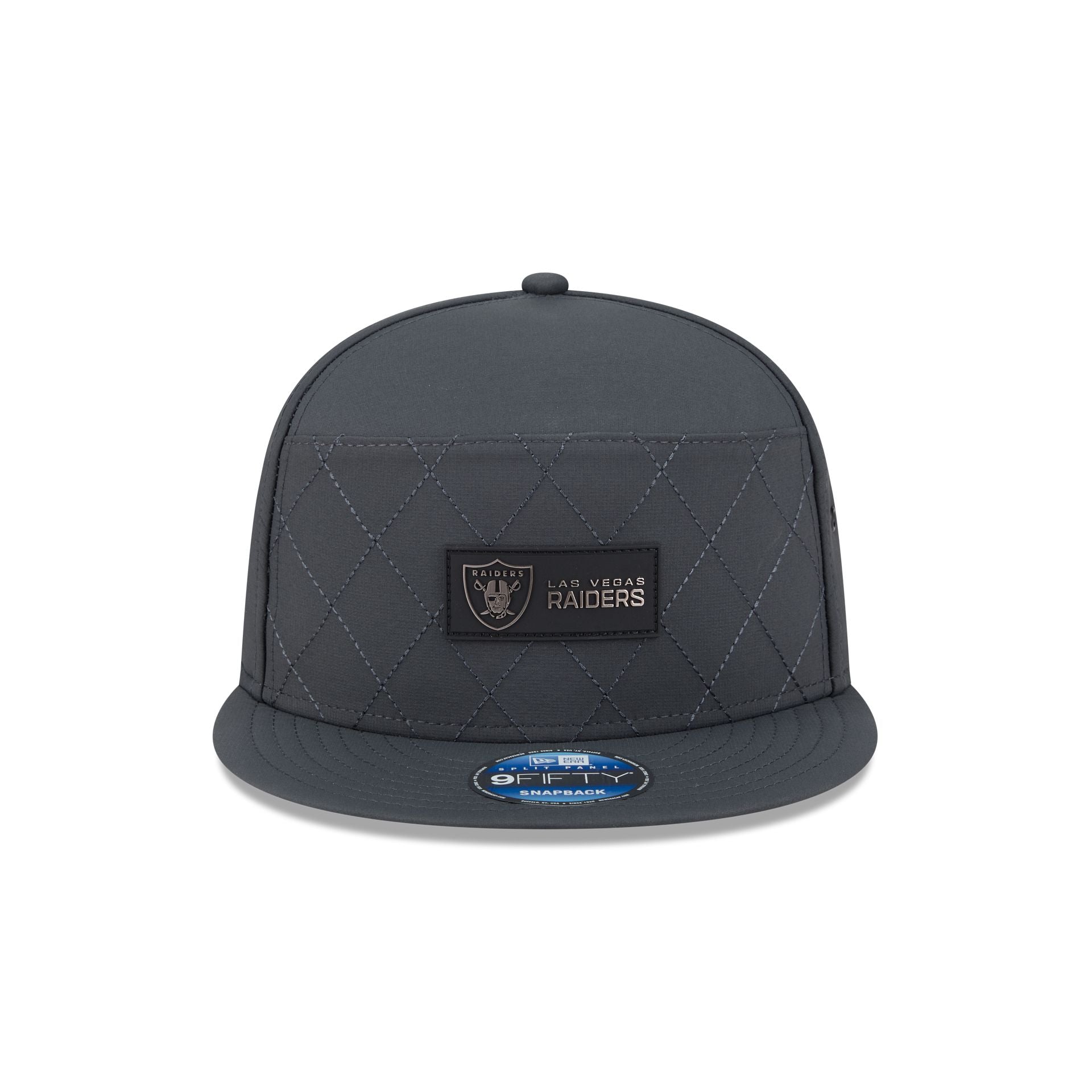 Las Vegas Raiders 2025 Sideline Cold Weather Steel Clouds Split Panel 9FIFTY Snapback Hat