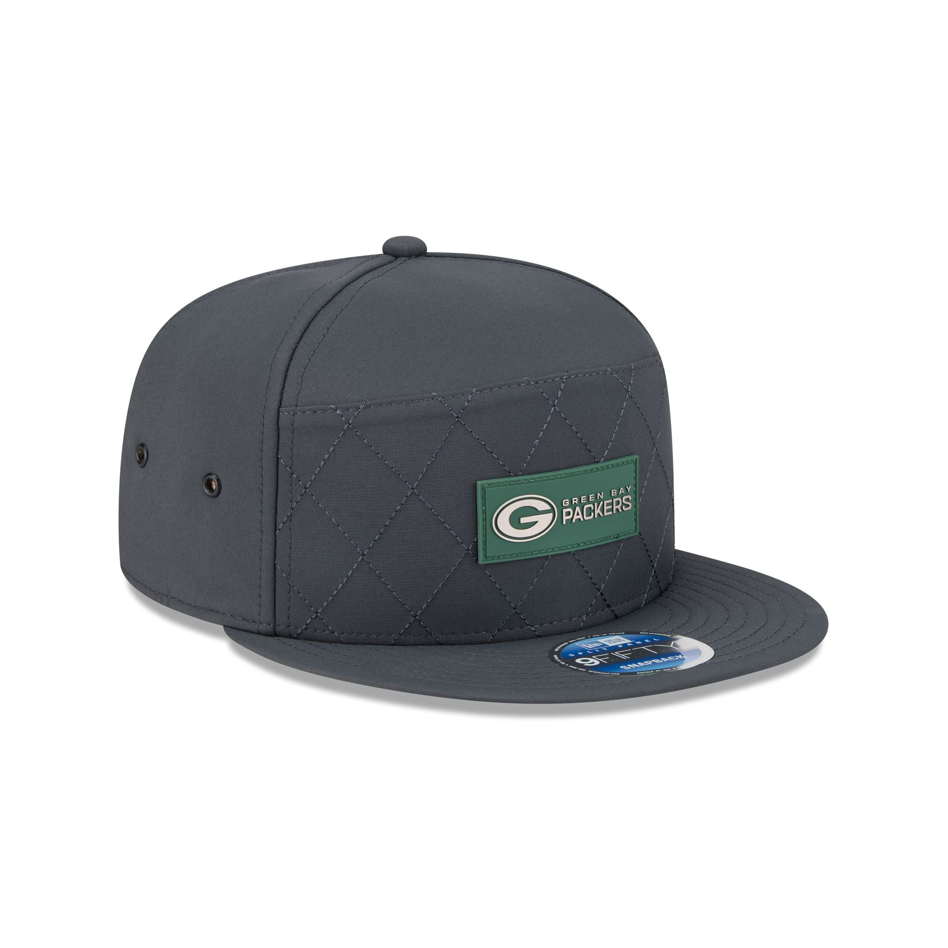Green Bay Packers 2025 Sideline Cold Weather Steel Clouds Split Panel 9FIFTY Snapback Hat
