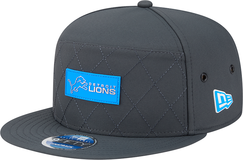 Detroit Lions 2025 Sideline Cold Weather Steel Clouds Split Panel 9FIFTY Snapback Hat