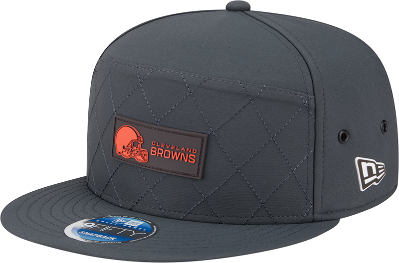 Cleveland Browns 2025 Sideline Cold Weather Steel Clouds Split Panel 9FIFTY Snapback Hat
