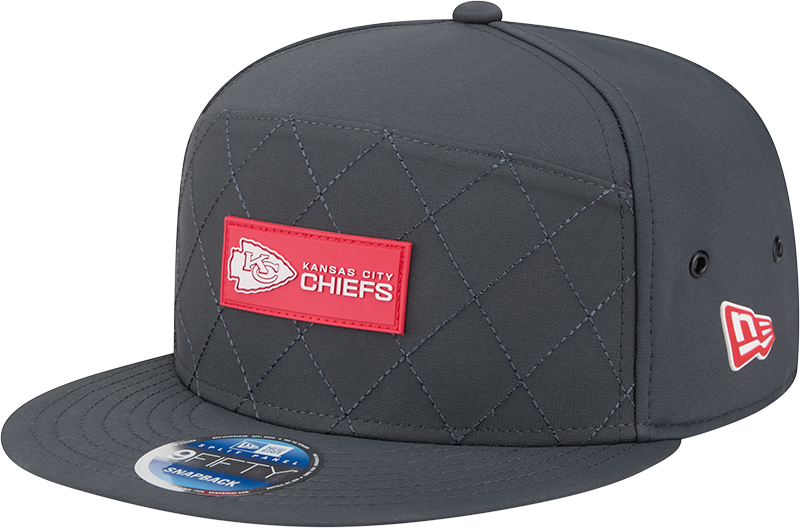 Kansas City Chiefs 2025 Sideline Cold Weather Steel Clouds Split Panel 9FIFTY Snapback Hat