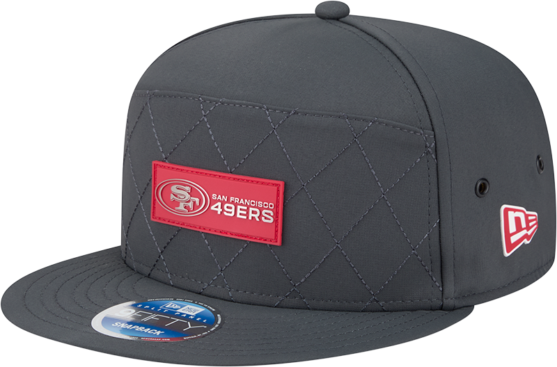 San Francisco 49ers 2025 Sideline Cold Weather Steel Clouds Split Panel 9FIFTY Snapback Hat