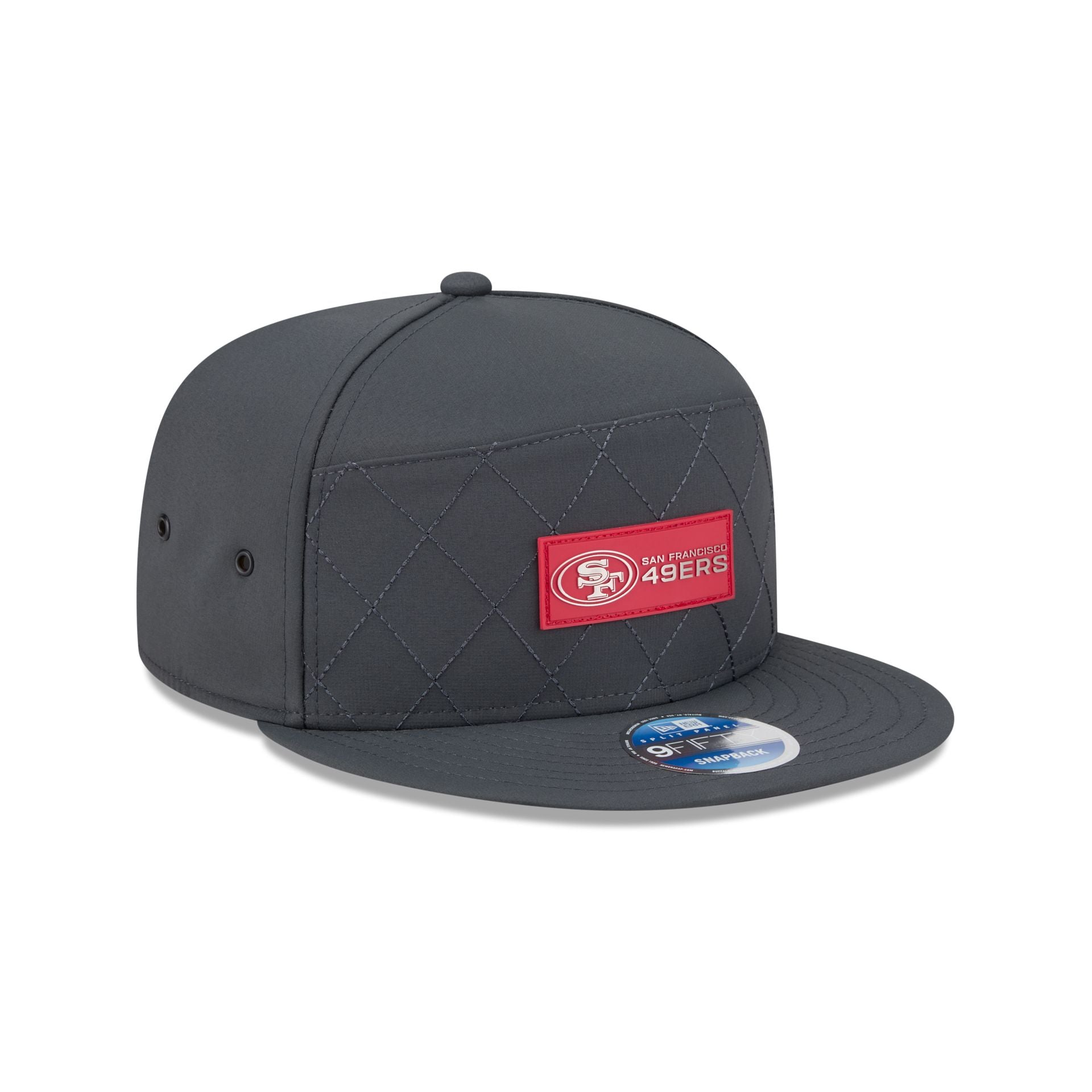 San Francisco 49ers 2025 Sideline Cold Weather Steel Clouds Split Panel 9FIFTY Snapback Hat