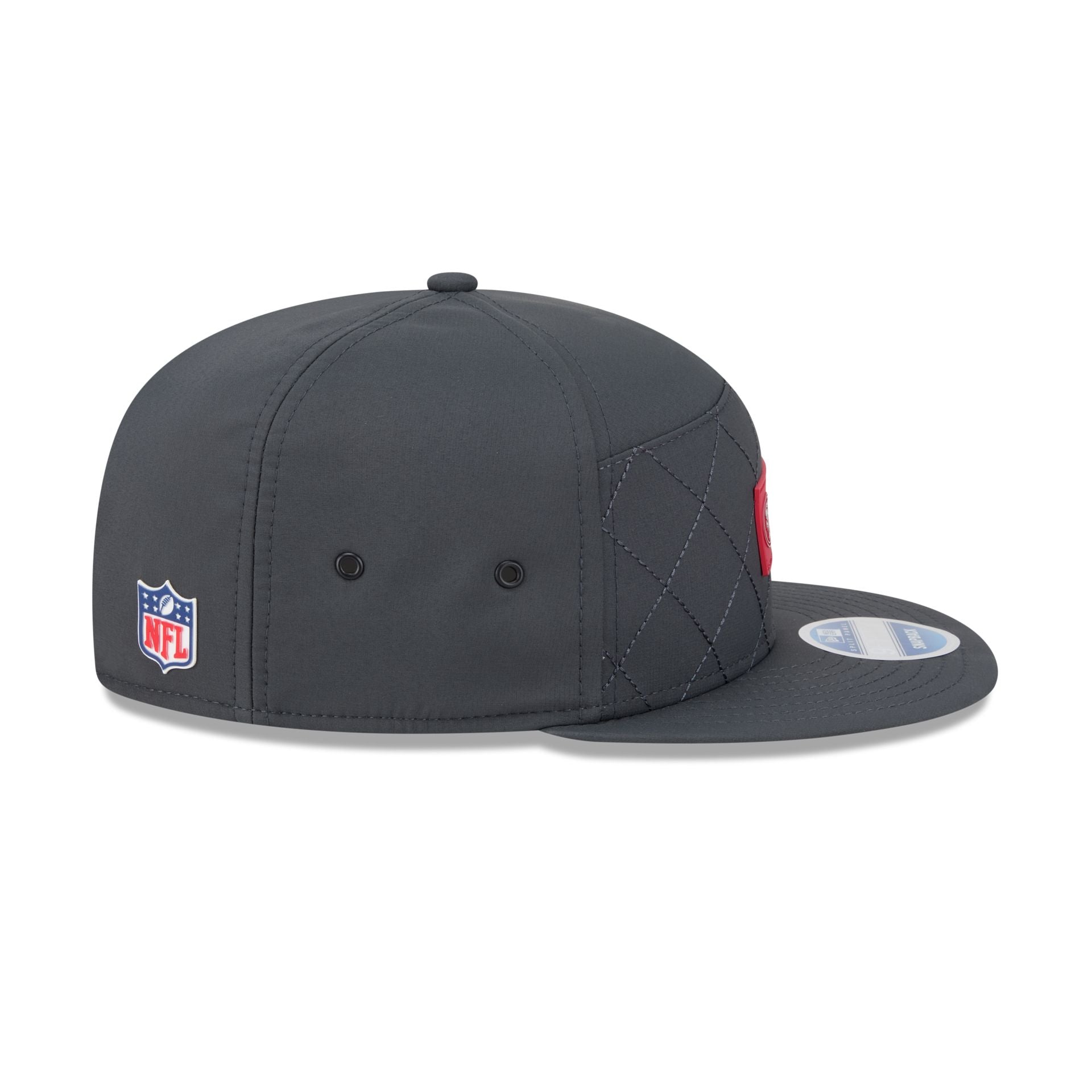 San Francisco 49ers 2025 Sideline Cold Weather Steel Clouds Split Panel 9FIFTY Snapback Hat