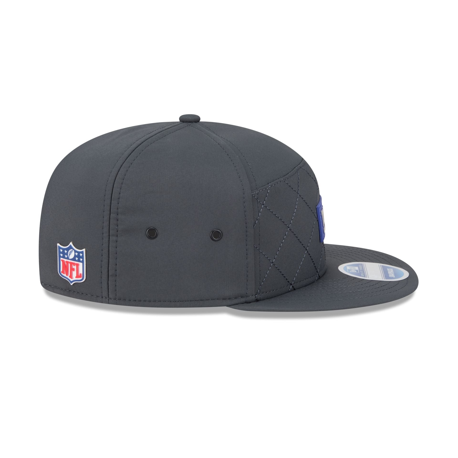New York Giants 2025 Sideline Cold Weather Steel Clouds Split Panel 9FIFTY Snapback Hat