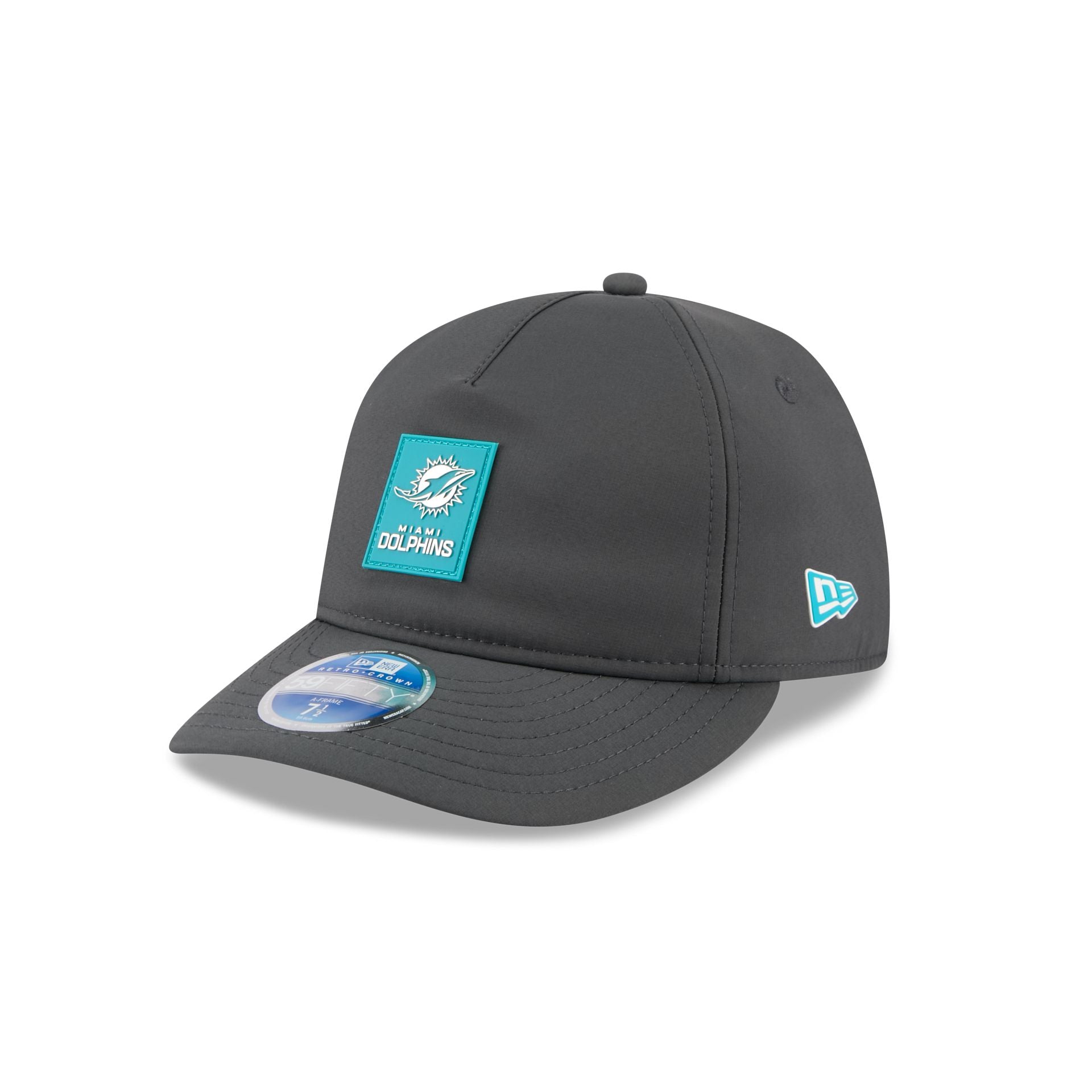 Miami Dolphins 2025 Sideline Cold Weather Steel Clouds Retro Crown 59FIFTY A-Frame Fitted Hat