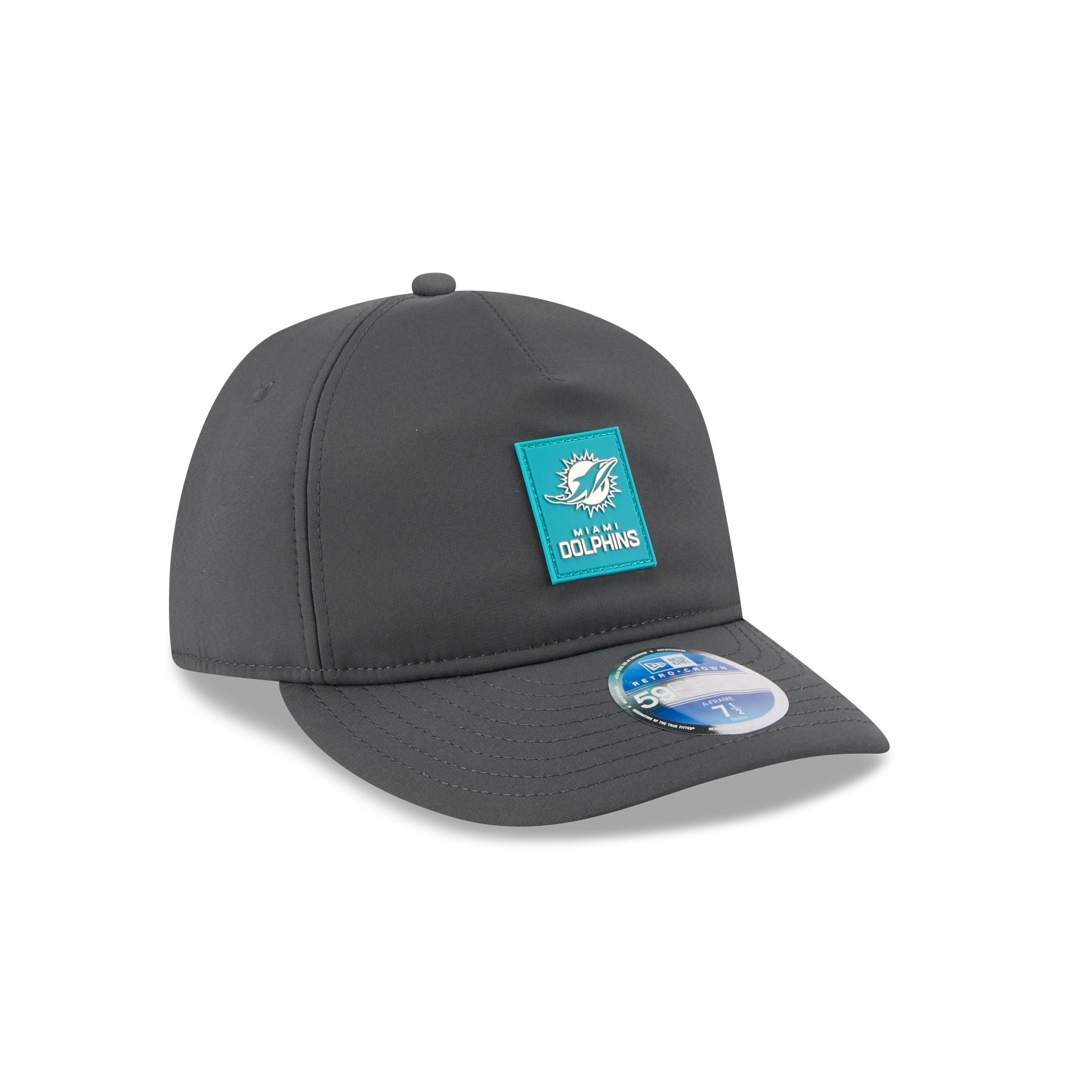 Miami Dolphins 2025 Sideline Cold Weather Steel Clouds Retro Crown 59FIFTY A-Frame Fitted Hat