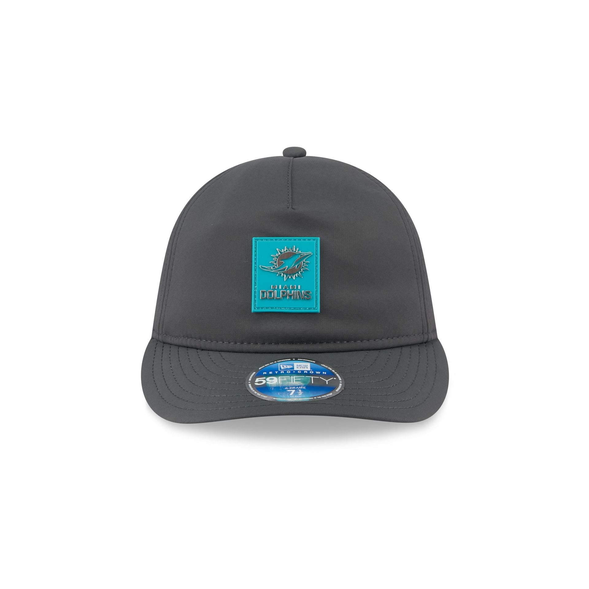 Miami Dolphins 2025 Sideline Cold Weather Steel Clouds Retro Crown 59FIFTY A-Frame Fitted Hat