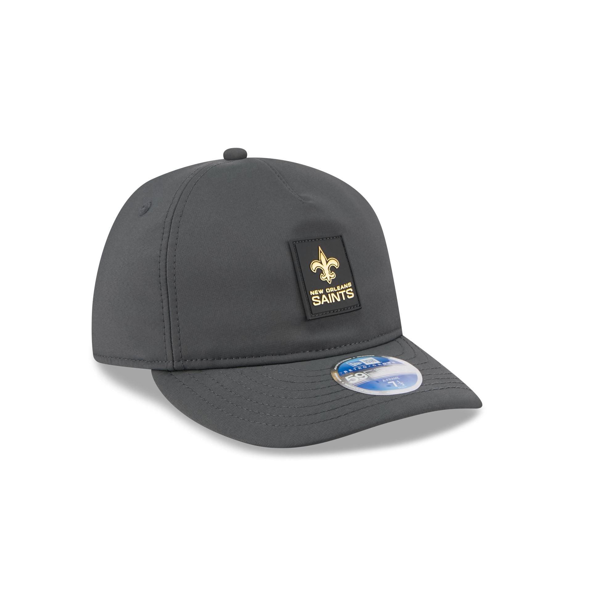 New Orleans Saints 2025 Sideline Cold Weather Steel Clouds Retro Crown 59FIFTY A-Frame Fitted Hat