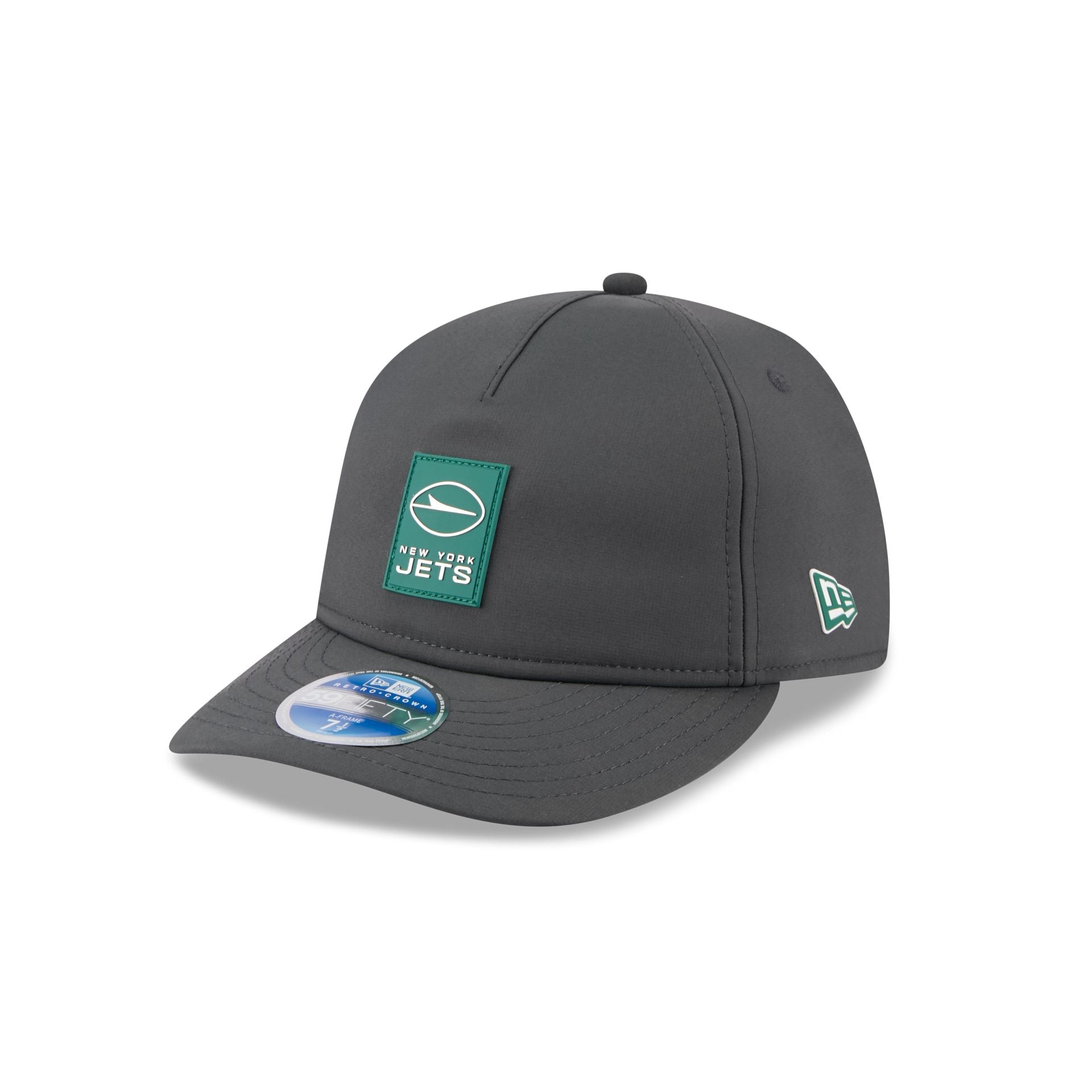 New York Jets 2025 Sideline Cold Weather Steel Clouds Retro Crown 59FIFTY A-Frame Fitted Hat