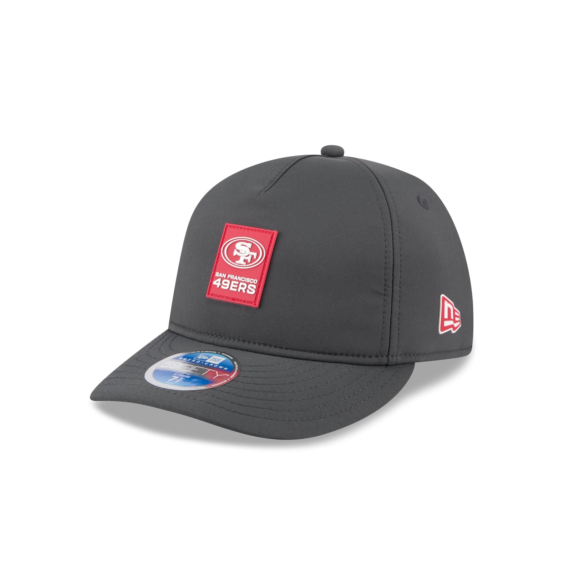 San Francisco 49ers 2025 Sideline Cold Weather Steel Clouds Retro Crown 59FIFTY A-Frame Fitted Hat