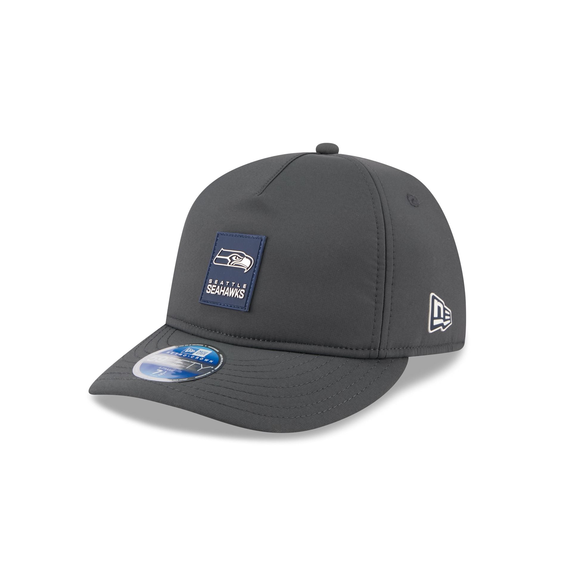 Seattle Seahawks 2025 Sideline Cold Weather Steel Clouds Retro Crown 59FIFTY A-Frame Fitted Hat