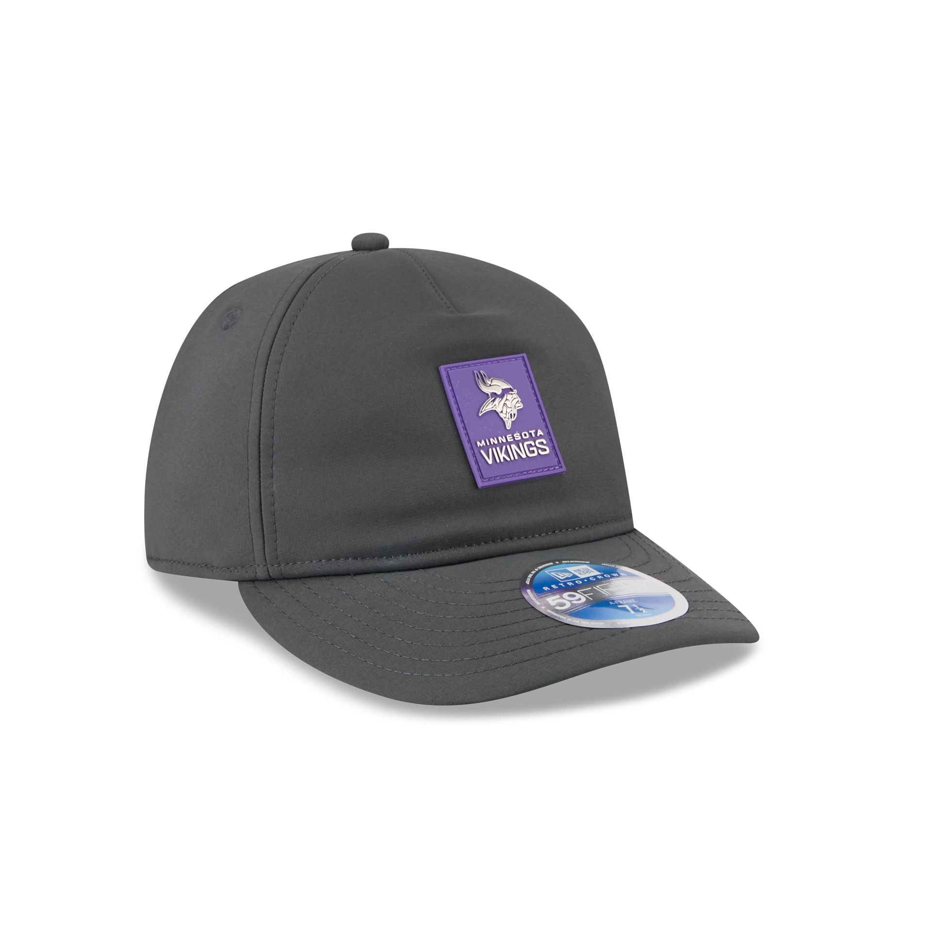 Minnesota Vikings 2025 Sideline Cold Weather Steel Clouds Retro Crown 59FIFTY A-Frame Fitted Hat