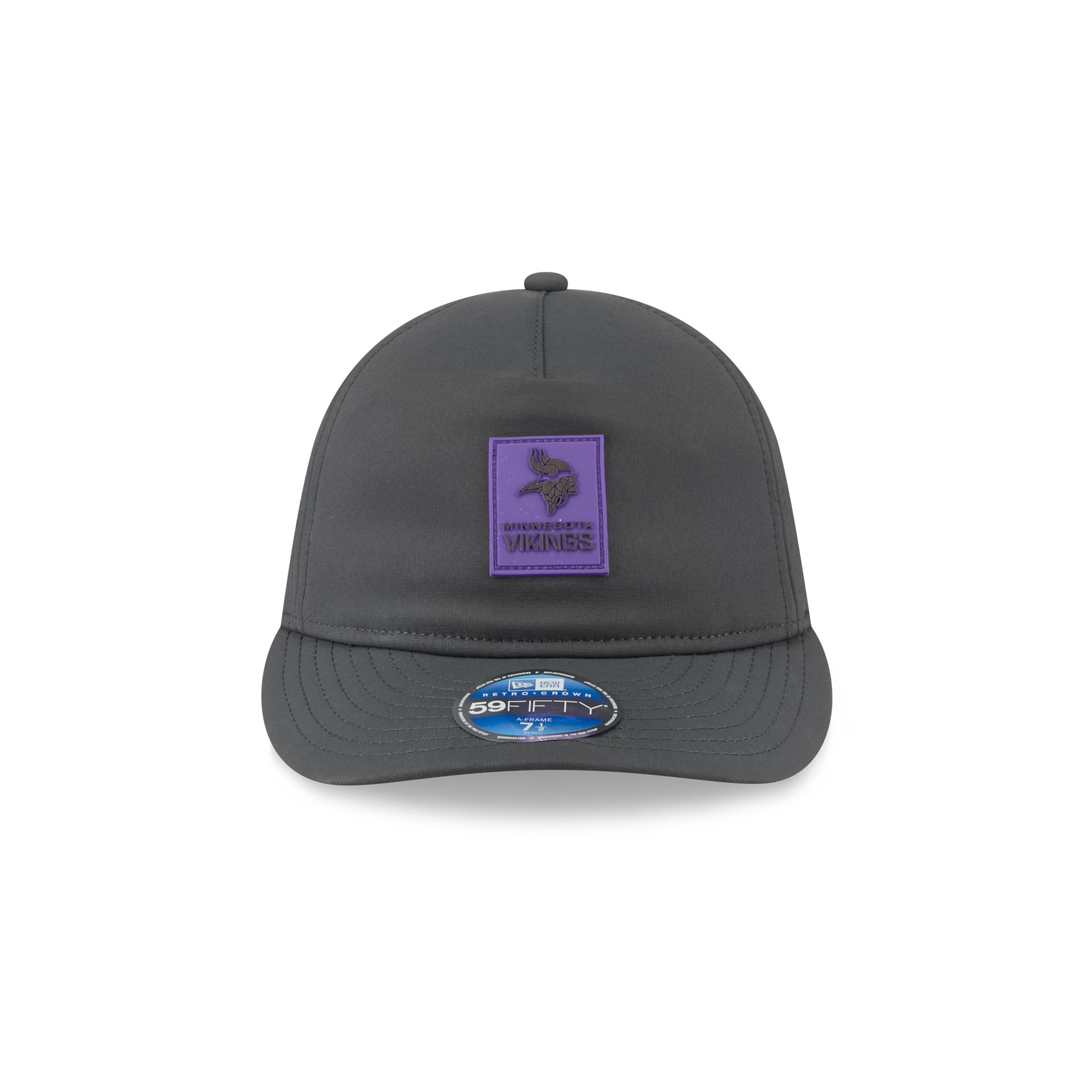 Minnesota Vikings 2025 Sideline Cold Weather Steel Clouds Retro Crown 59FIFTY A-Frame Fitted Hat