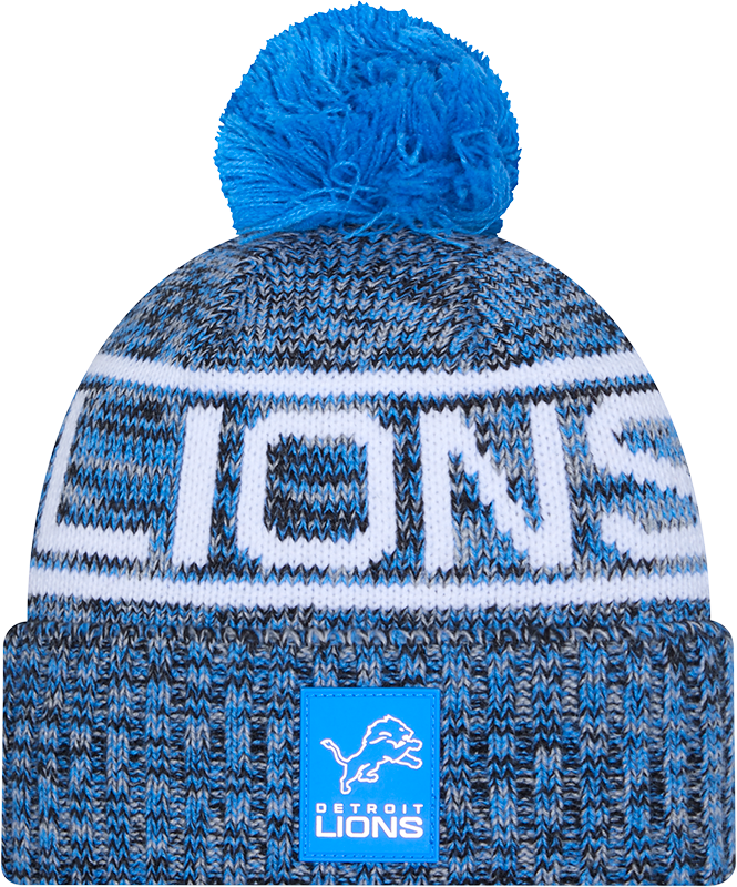 Detroit Lions 2025 Sideline Cold Weather Pom Knit Hat