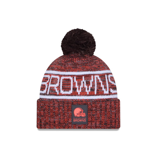 Cleveland Browns 2025 Sideline Cold Weather Pom Knit Hat - New Era Cap