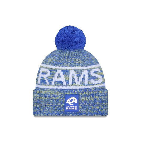 Los Angeles Rams 2025 Sideline Cold Weather Pom Knit Hat - New Era Cap