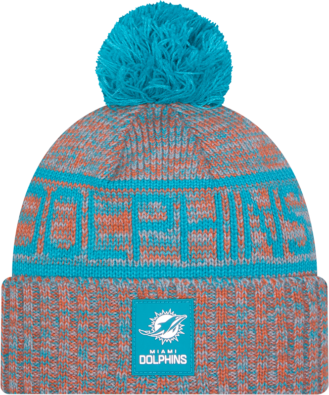 Miami Dolphins 2025 Sideline Cold Weather Pom Knit Hat