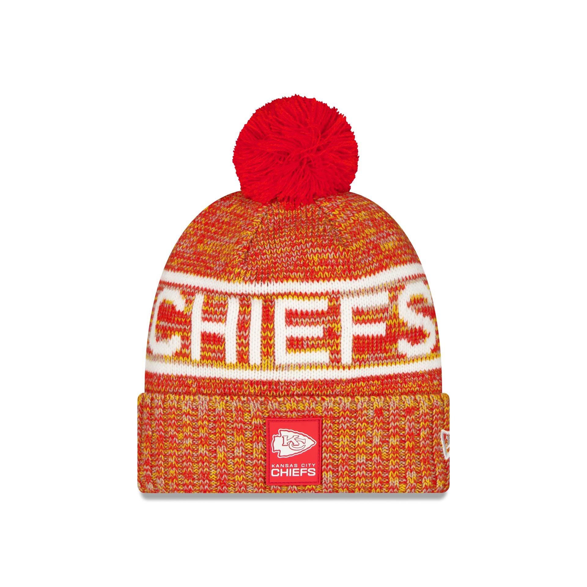 Kansas City Chiefs 2025 Sideline Cold Weather Pom Knit Hat