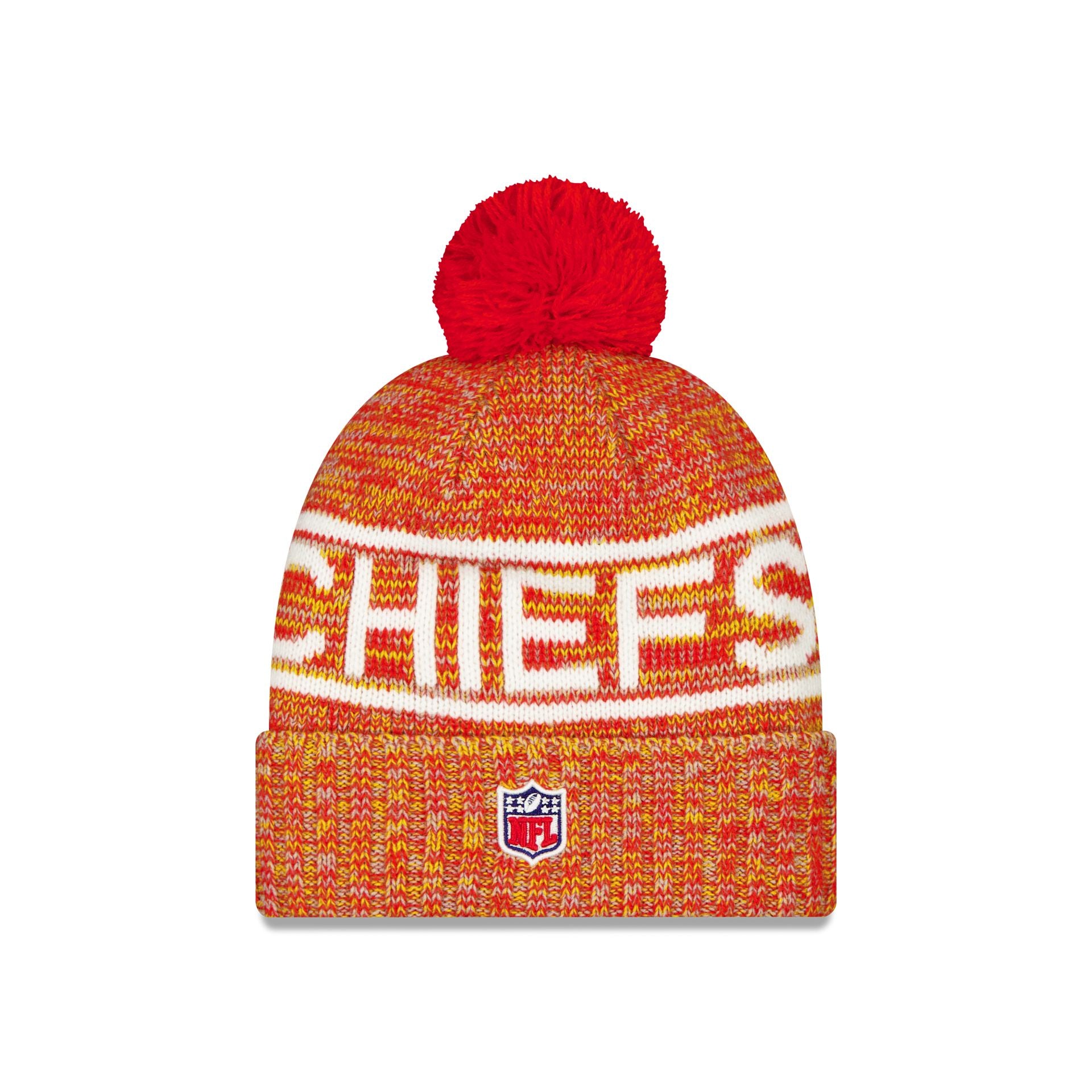 Kansas City Chiefs 2025 Sideline Cold Weather Pom Knit Hat