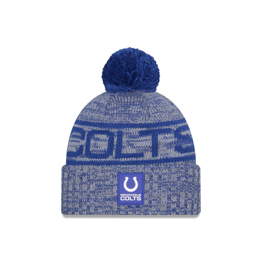 Indianapolis Colts 2025 Sideline Cold Weather Pom Knit Hat - New Era Cap