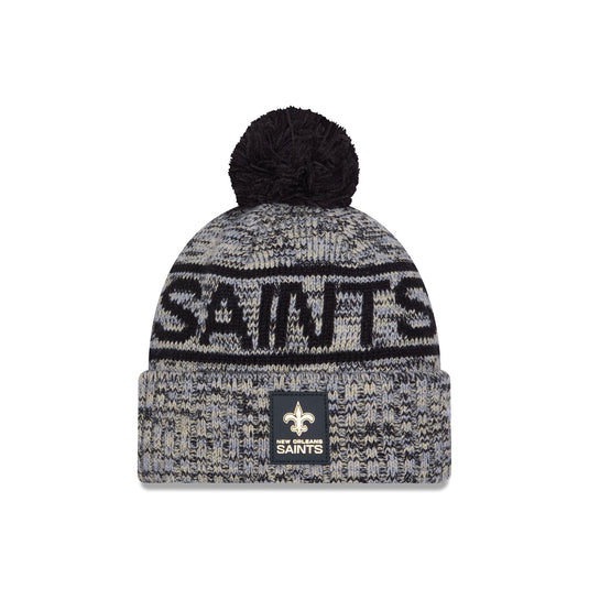 New Orleans Saints 2025 Sideline Cold Weather Pom Knit Hat - New Era Cap