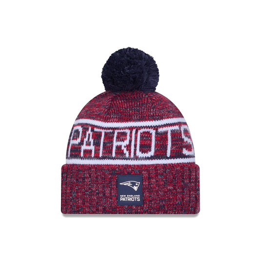 New England Patriots 2025 Sideline Cold Weather Pom Knit Hat - New Era Cap