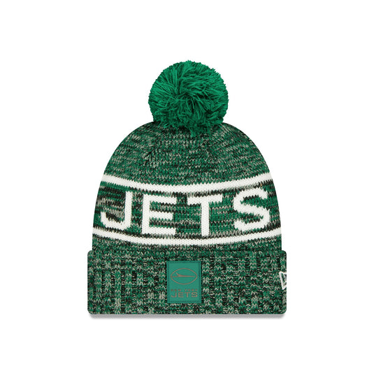 New York Jets 2025 Sideline Cold Weather Pom Knit Hat - New Era Cap