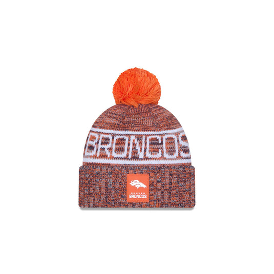 Denver Broncos 2025 Sideline Cold Weather Kids Pom Knit Hat - New Era Cap