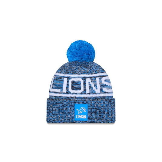 Detroit Lions 2025 Sideline Cold Weather Kids Pom Knit Hat - New Era Cap