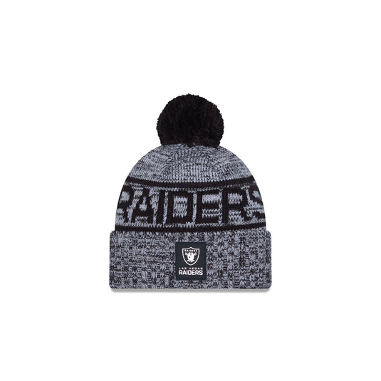 Las Vegas Raiders 2025 Sideline Cold Weather Kids Pom Knit Hat - New Era Cap