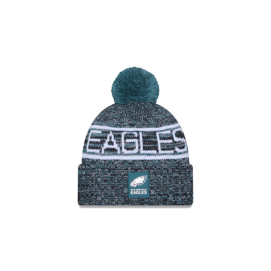 Philadelphia Eagles 2025 Sideline Cold Weather Kids Pom Knit Hat - New Era Cap
