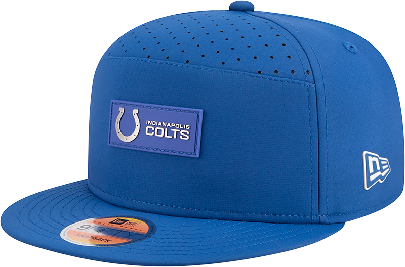 Indianapolis Colts 2025 Sideline Hot Weather Split Panel 9FIFTY Snapback Hat