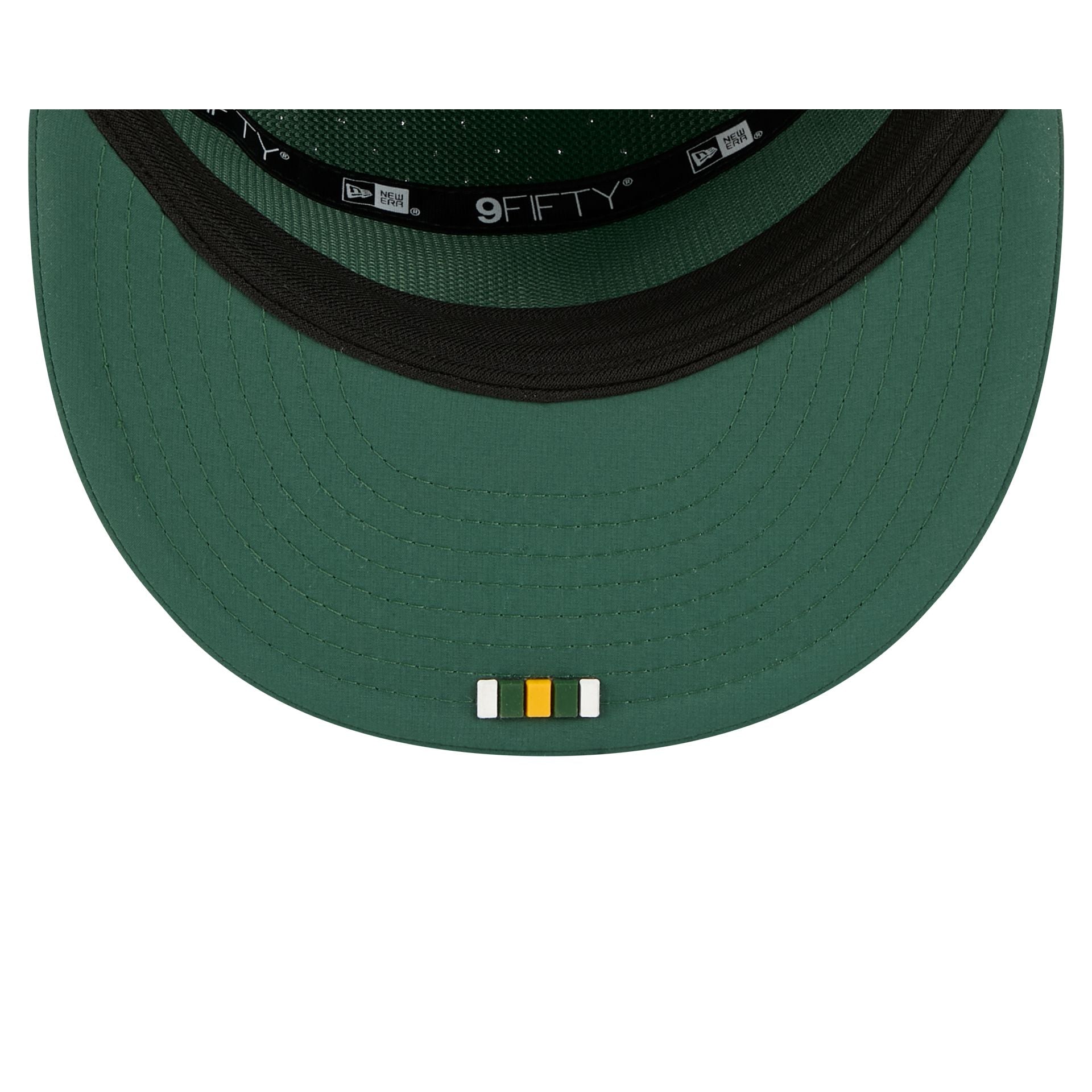 Green Bay Packers 2025 Sideline Hot Weather Split Panel 9FIFTY Snapback Hat