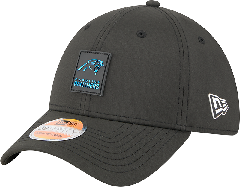 Carolina Panthers 2025 Sideline Hot Weather Black 39THIRTY Stretch Fit Hat