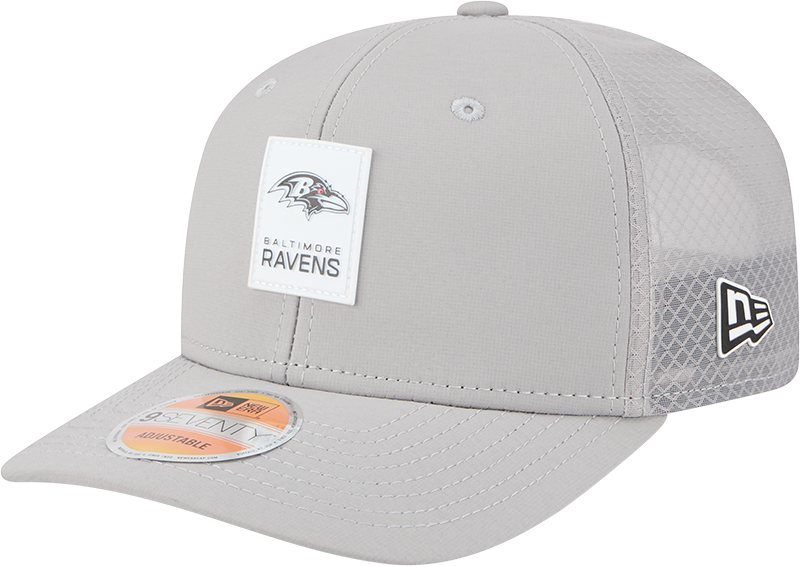 Baltimore Ravens 2025 Sideline Hot Weather Gray 9SEVENTY Trucker Hat