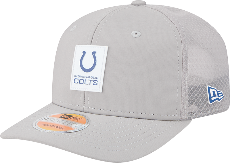 Indianapolis Colts 2025 Sideline Hot Weather Gray 9SEVENTY Trucker Hat