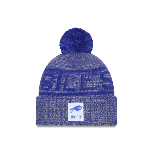 Buffalo Bills 2025 Sideline Cold Weather Gray Pom Knit Hat - New Era Cap