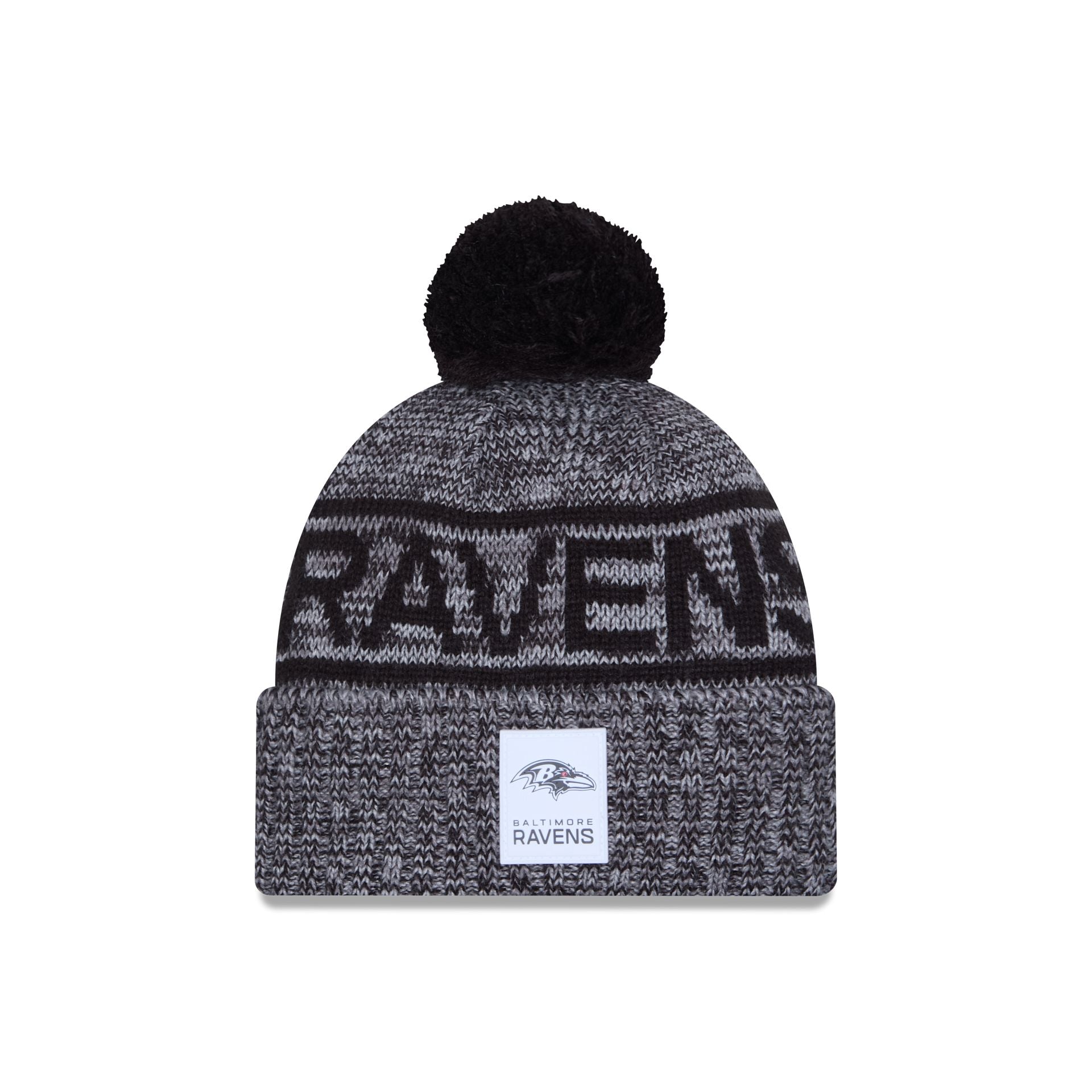Baltimore Ravens 2025 Sideline Cold Weather Gray Pom Knit Hat